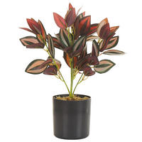 KUNSTPFLANZE im Blumentopf 35 cm Rot/Grün/Schwarz Tradescantia - Rot/Schwarz, Kunststoff (35cm) - Beliani