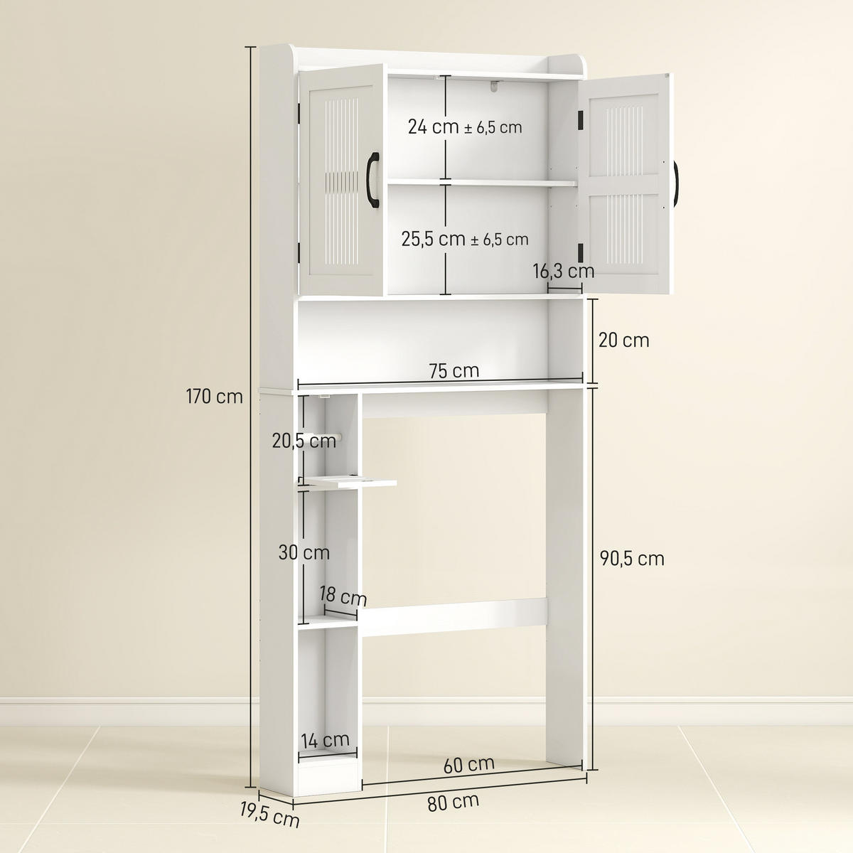 HÄNGESCHRANK Weiß 1 Stück - Weiß, Kunststoff (80/170/19.5cm) - GiPP