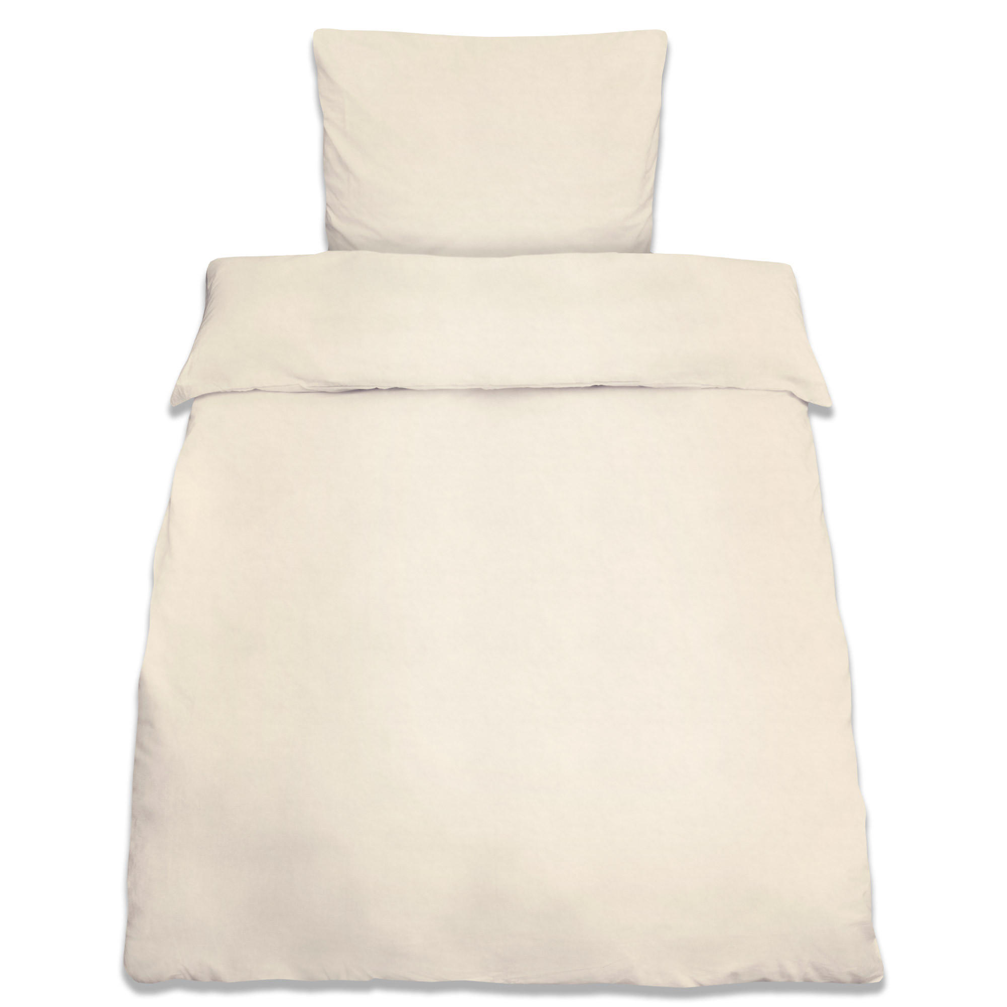 BETTWÄSCHE Julie 135/200 cm + Kissenbezug 80/80 cm Creme Renforcé 2er Set - Ecru, Textil (135/200cm)