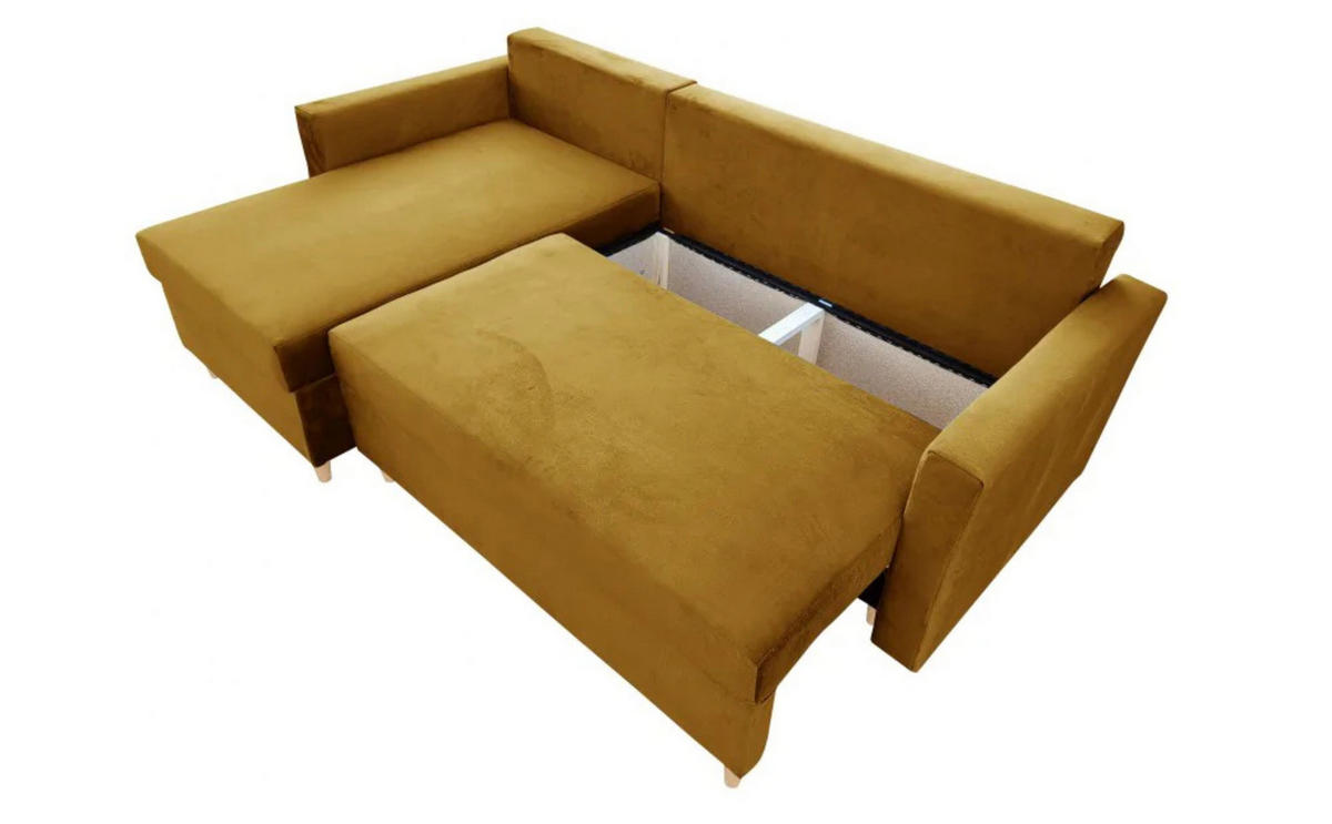 ECKSOFA MON, Gelb, Veloursstoff, Ottomane Universal - Gelb, Textil (222/142cm) - Sepro Meble