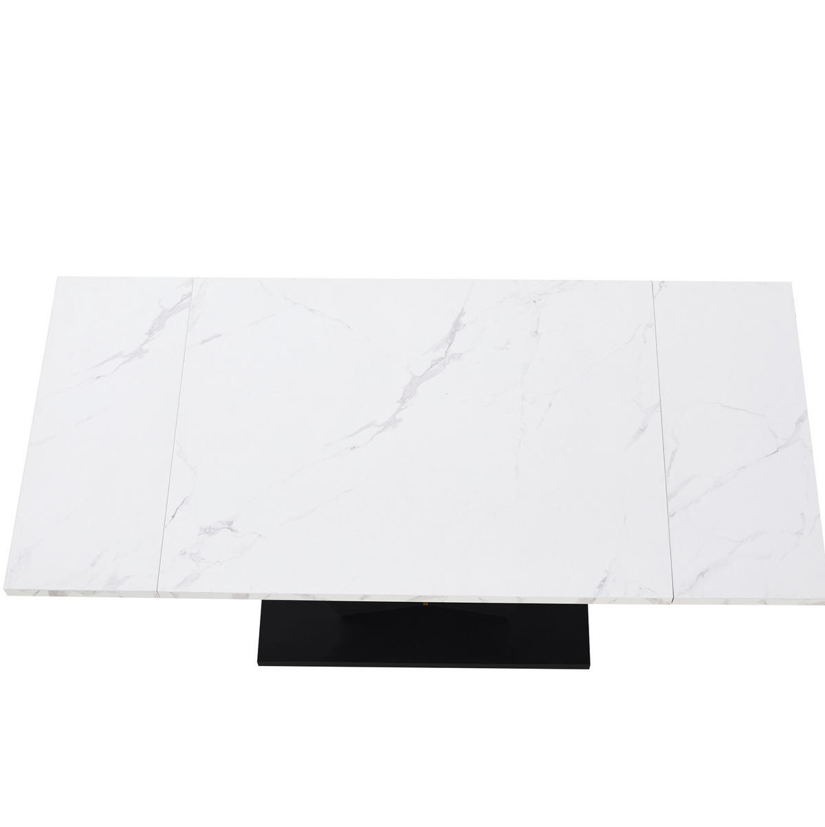 ESSTISCH 99-159/75/75 cm weiß schwarz ausziehbar mit V-Fußgestell aus MDF Metall - Weiß, Holzwerkstoff (99/75/75cm) - OKWISH