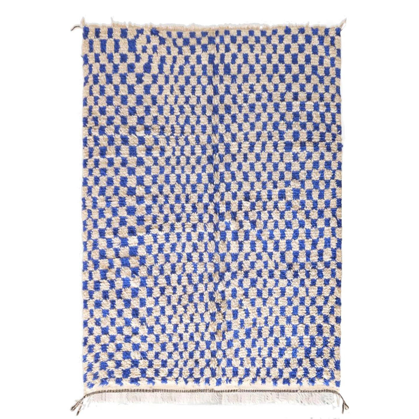 BERBERTEPPICH marokkanisch quadratisch kariert 200x 300 cm - Blau, Naturmaterialien (200/300cm) - AFK Living