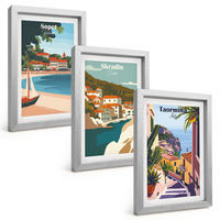 BILDER SET 3er Set - 20x30 cm Silberner Rahmen - Illustrationen von Küstenstädten - Silberfarben, Kunststoff (20/30cm) - TULUP
