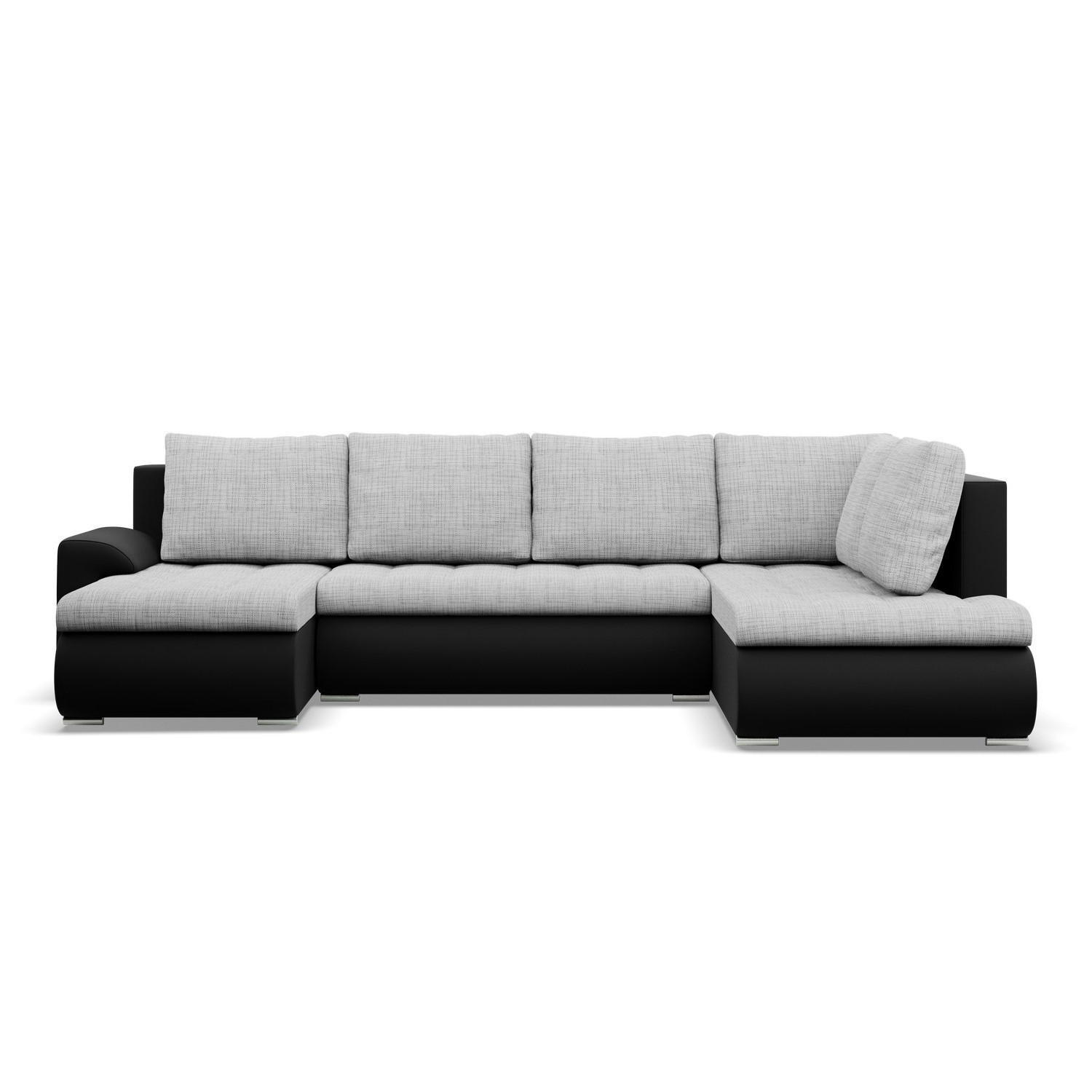U-SOFA MIT SCHLAFFUNKTION FORESTA, Grau + Schwarz - Schwarz/Grau, Textil (300/89/200cm)