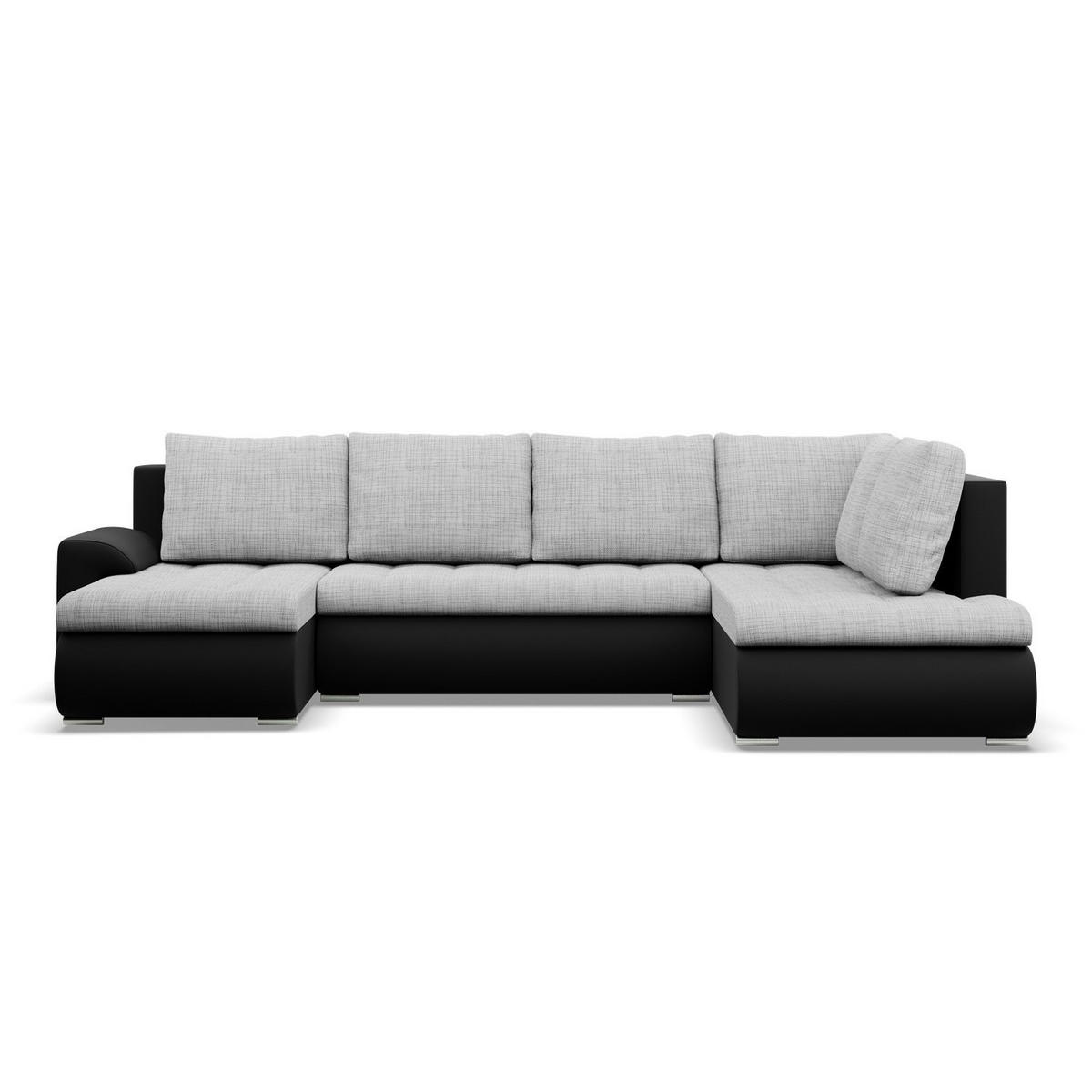 U-SOFA MIT SCHLAFFUNKTION FORESTA, Grau + Schwarz - Schwarz/Grau, Textil (300/89/200cm)