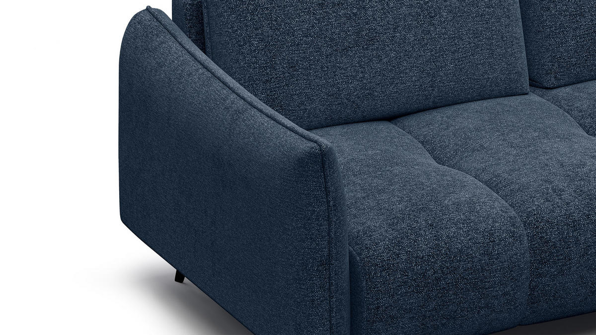 ECKSOFA AERA 5-Sitzer rechts, dunkelblau - Schwarz/Dunkelblau, Holz/Textil (268/206cm) - Wozimo