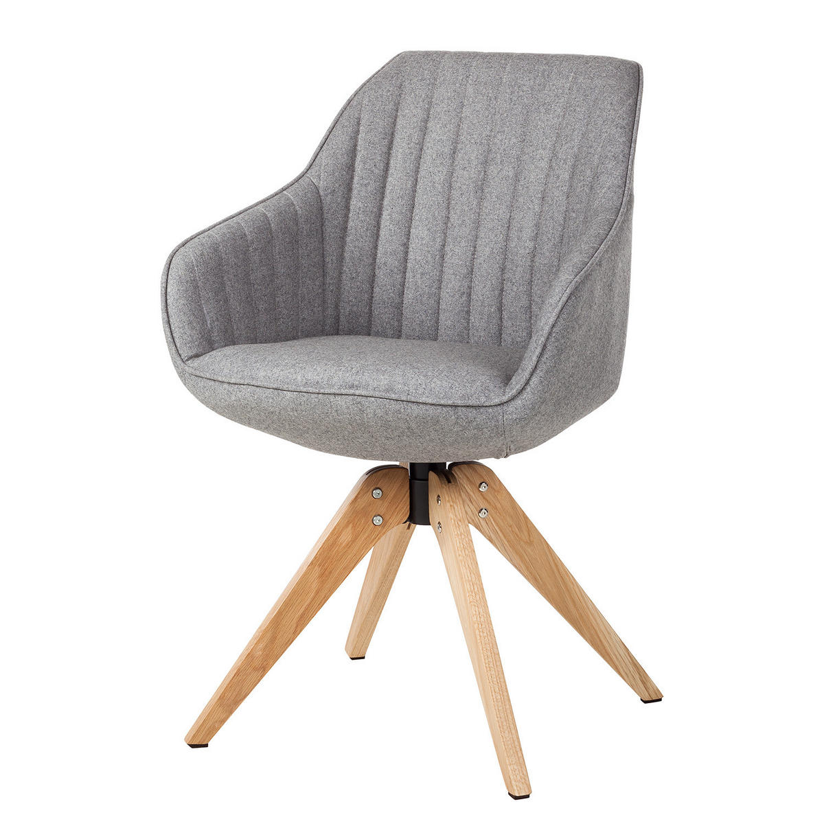 DREHBARER ARMLEHNENSTUHL - Massivholz - Textil - Grau, Holz/Textil (60/83/65cm) - home24