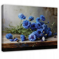 LEINWANDBILD Blumen Jahrgang Blau 120x80 cm - Multicolor, Holzwerkstoff (120/80cm) - Wallarena