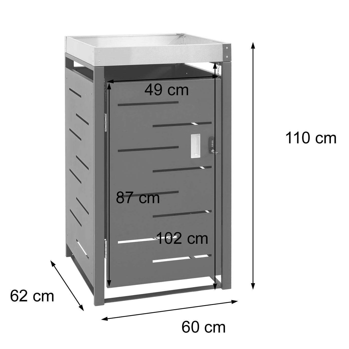 1ER-MÜLLTONNENVERKLEIDUNG H40B rechteckig Anthrazit - Anthrazit, Metall (60/110/62cm) - MCW
