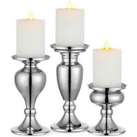 KERZENSTÄNDER 3er Set Metall Silber - Silberfarben, Metall (9.3/11.4/9.3cm)