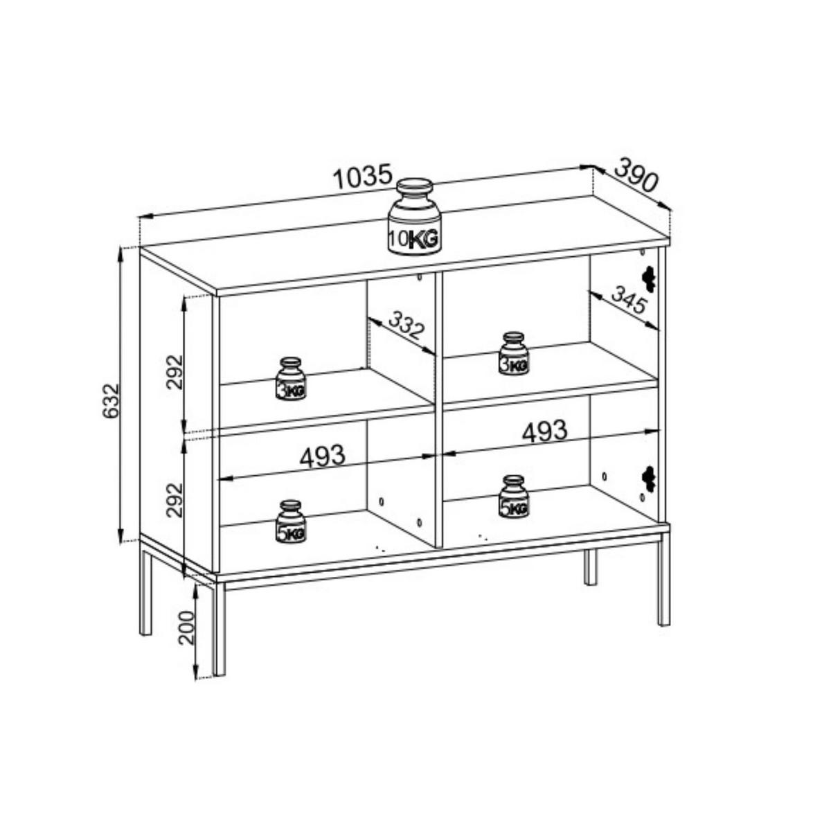 KOMMODE Sentino Kaschmir, Zweitürige Türkommode mit LED - Kaschmir, Holzwerkstoff/Metall (104/83/39cm) - Bettso