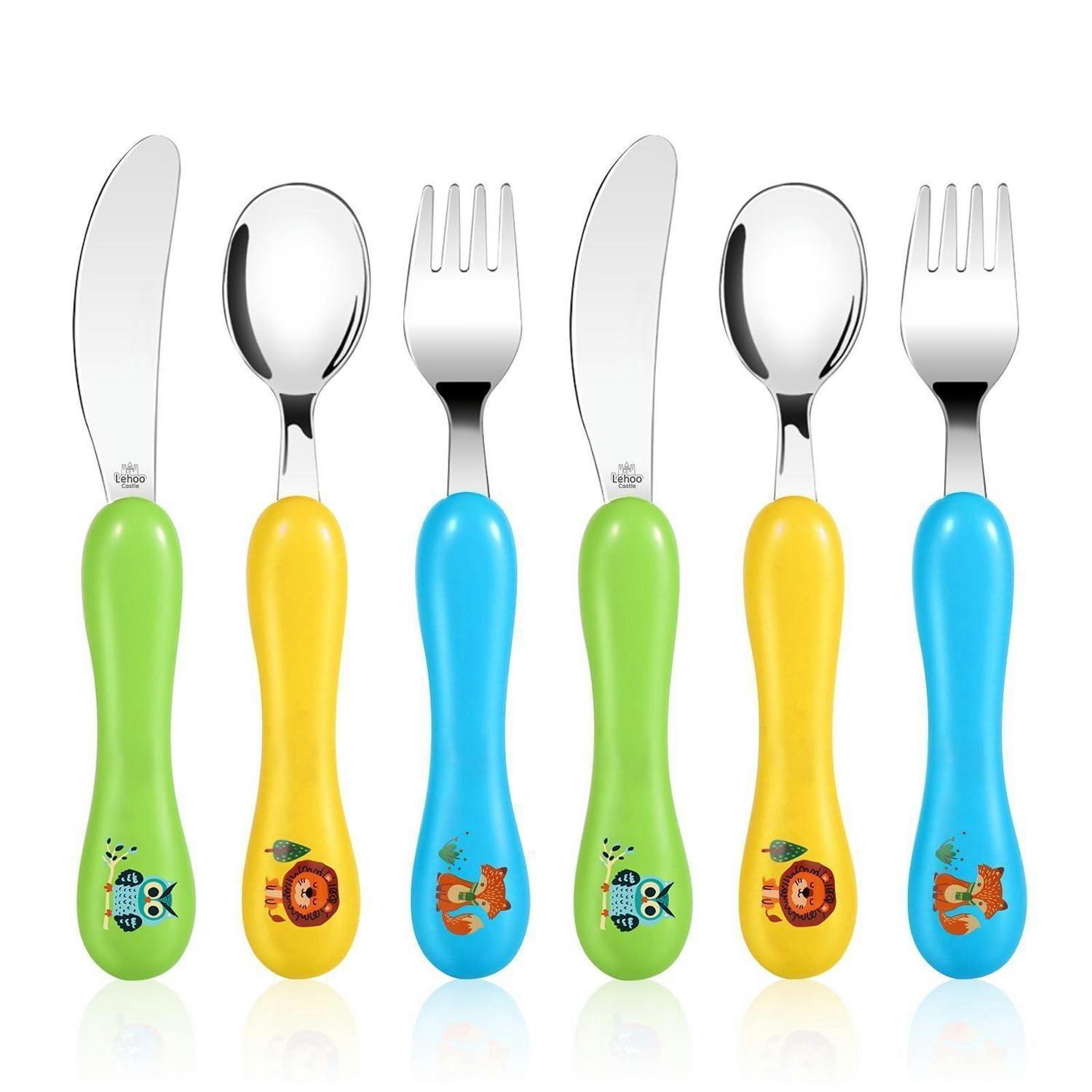 KINDERBESTECK Set 6-teilig Edelstahl mit Tiermotiv - Multicolor, Metall