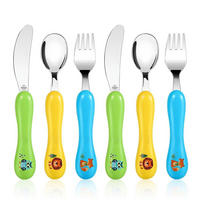 KINDERBESTECK Set 6-teilig Edelstahl mit Tiermotiv - Multicolor, Metall