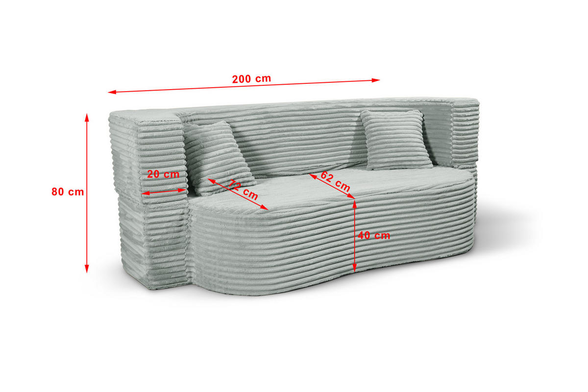 SCHLAFSOFA MYFOAM, Sofa mit Schlaffunktion, Farbe: Minze, Cordstoff - Hellgrün, Textil (200/80/72cm) - Storez24