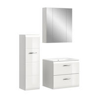 BADEZIMMER 3 tlg. Alba Bad in weiß und weiß hochglanz B/H/T: 105x185x46 cm - Weiß, Holz (105/185/46cm)