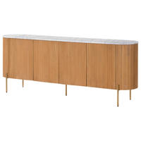 SIDEBOARD Mango 200x40x76 natur lackiert / Marmor weiß BARCELONA #502 - Naturfarben, Holz (200/76/40cm) - Massivmoebel24