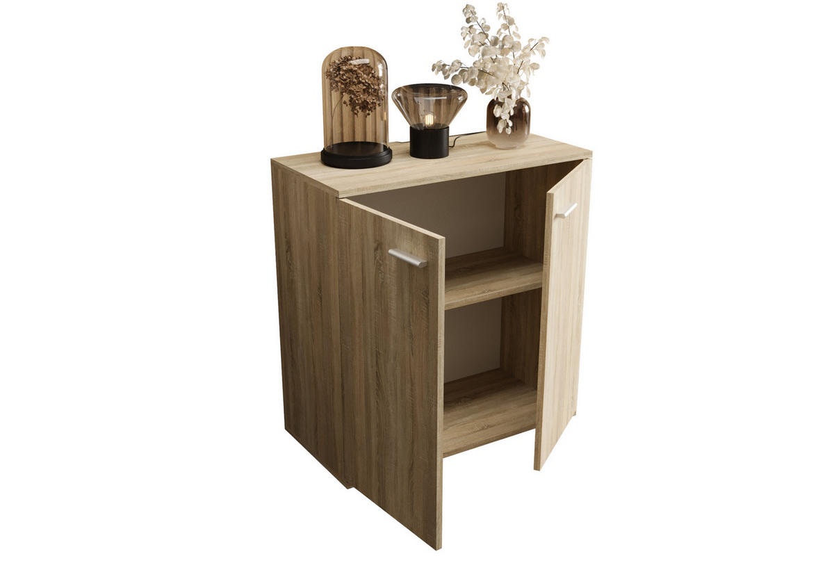 KOMMODE London LMK 2D mit 2 Türen, Sideboard in Farbe: Hellbraun, Größe: 71 x 75 x 35 cm - Hellbraun, Holzwerkstoff (71/75/35cm) - O-Sofa