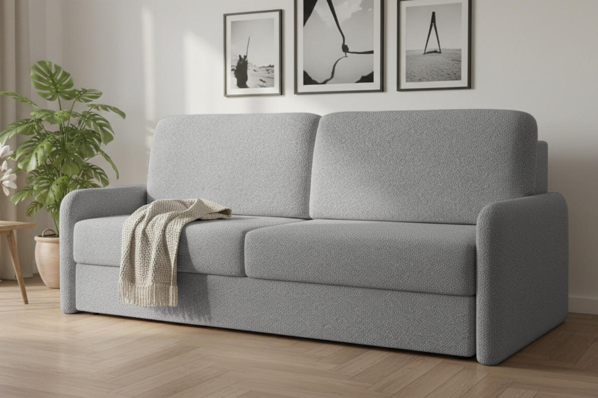 2-SITZER SOFA BIANCO 215 cm breit in Boucle Hellgrau - Hellgrau, Holzwerkstoff/Textil (215/90/92cm) - Deine Möbel 24