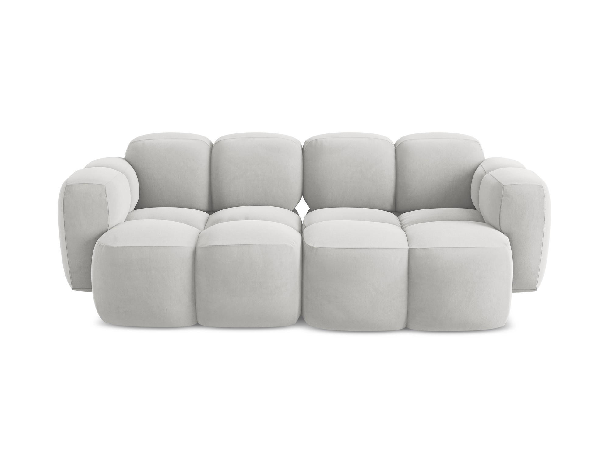 2-SITZER SOFA Samt Stoff Grau - Silberfarben/Schwarz, Holzwerkstoff/Kunststoff (210/72/115cm) - Makamii
