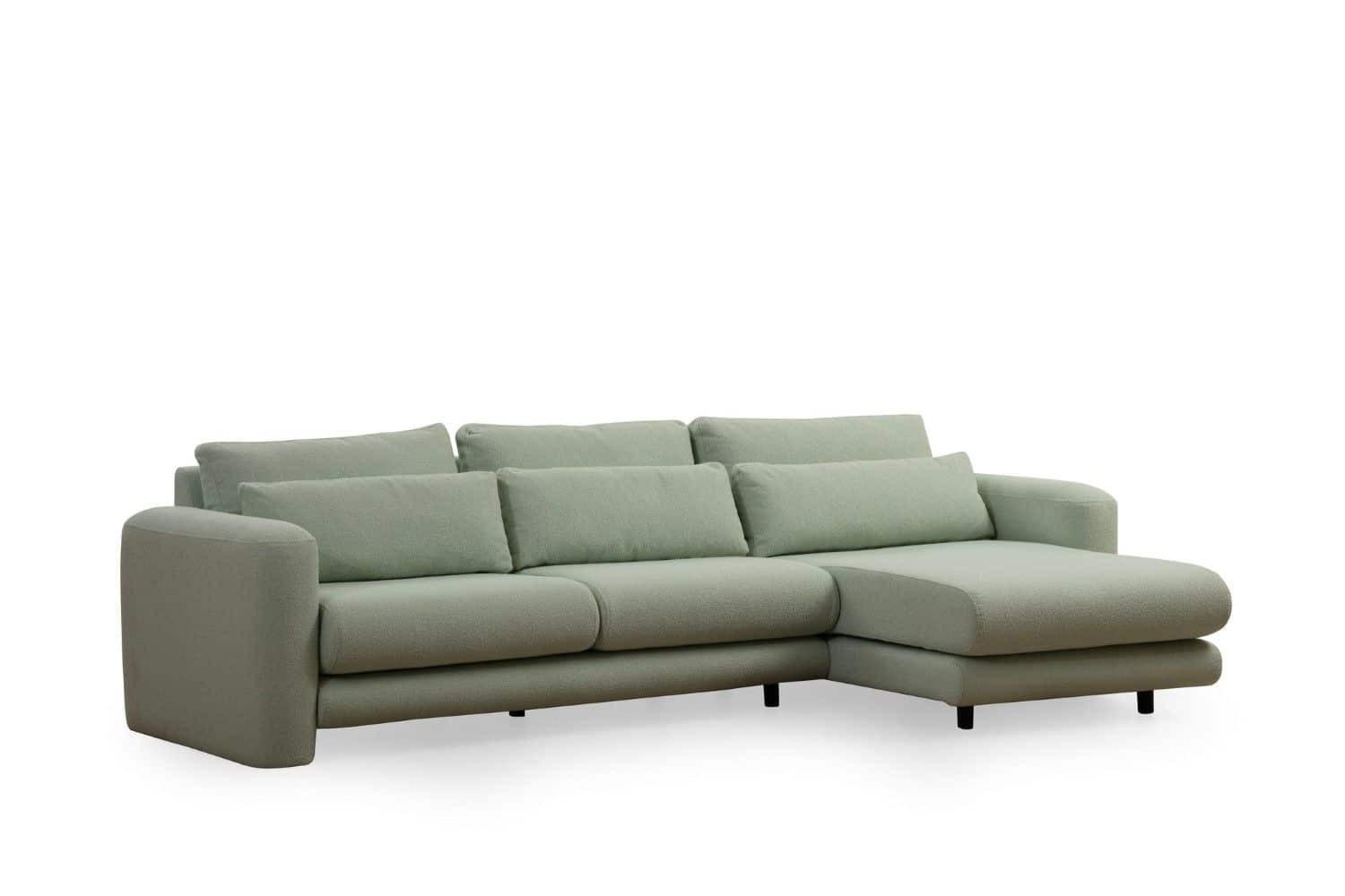 ECKSOFA mit losen Rückenkissen - Schwarz/Grün, Holz/Kunststoff (165/290cm) - myHomelando