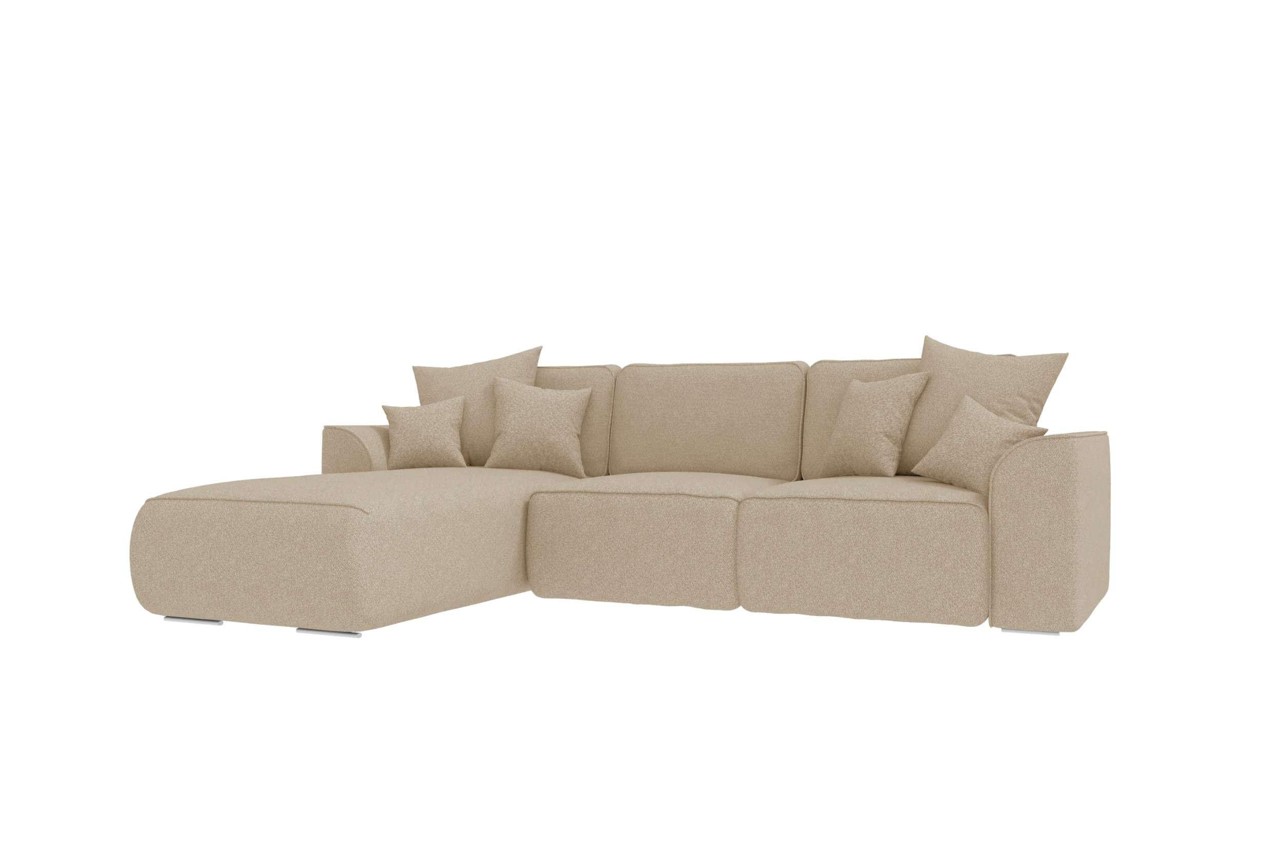 ECKSOFA GUSTO Strukturstoff Beige Links inkl. Schlaffunktion - Chromfarben/Beige, Kunststoff/Textil (194/295cm) - 99rooms