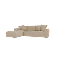 ECKSOFA GUSTO Strukturstoff Beige Links inkl. Schlaffunktion - Chromfarben/Beige, Kunststoff/Textil (194/295cm) - 99rooms