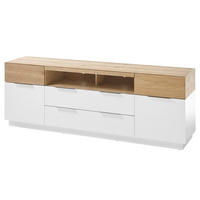 SIDEBOARD - Eiche / Weiß - Echtholzfurnier - Eichefarben/Weiß, Holz/Holzwerkstoff (182/63/40cm) - home24