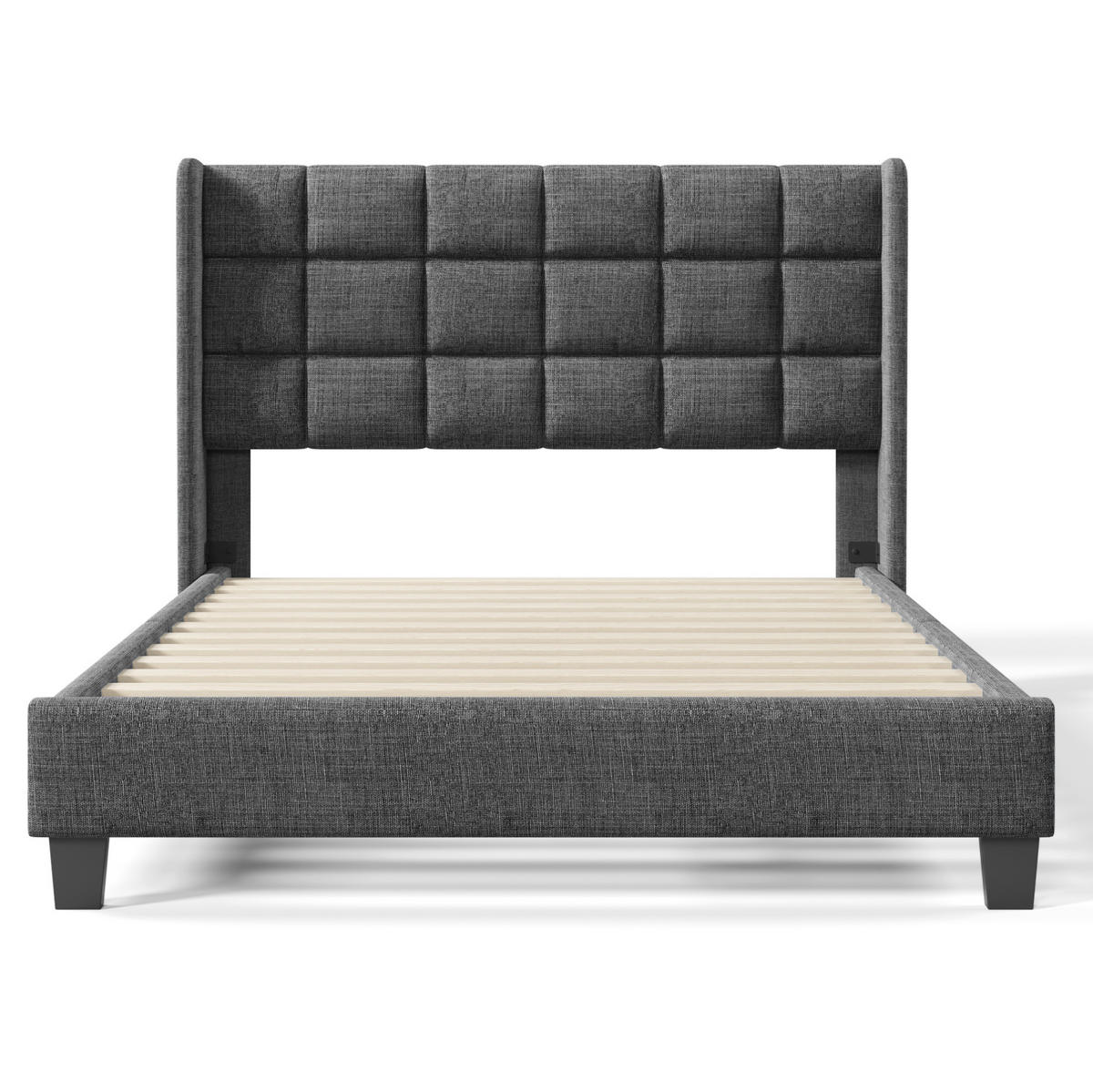POLSTERBETT mit Lattenrost 140x200 cm Leinen Grau - Grau, Metall (140/200cm) - Beauniv