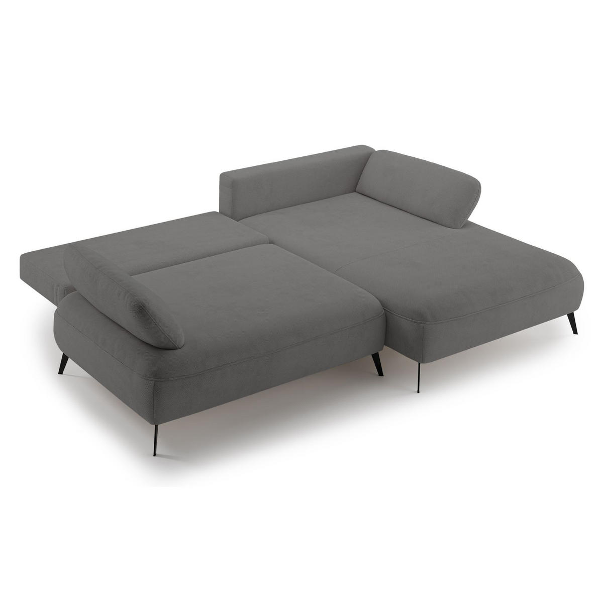 ECKSOFA Avolla Grau rechts - Schwarz/Grau, Textil/Metall (186/284cm) - Selsey