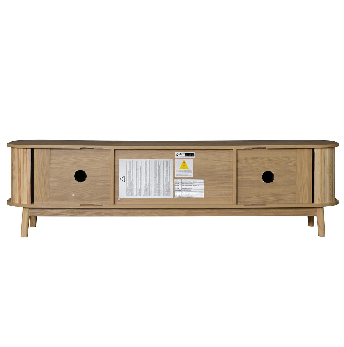 TV-LOWBOARD aus Massivholz und Spanplatte 170x39,5x46 cm Natur mit Rattan, Türen und Schubladen - Eichefarben, Holzwerkstoff (170/46/39.5cm) - IVMEU