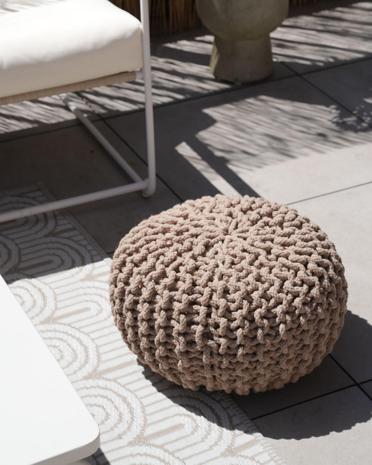 POUF Conrad 40/40/25 cm - Beige, Naturmaterialen/Textil (40/25/40cm) - Beliani