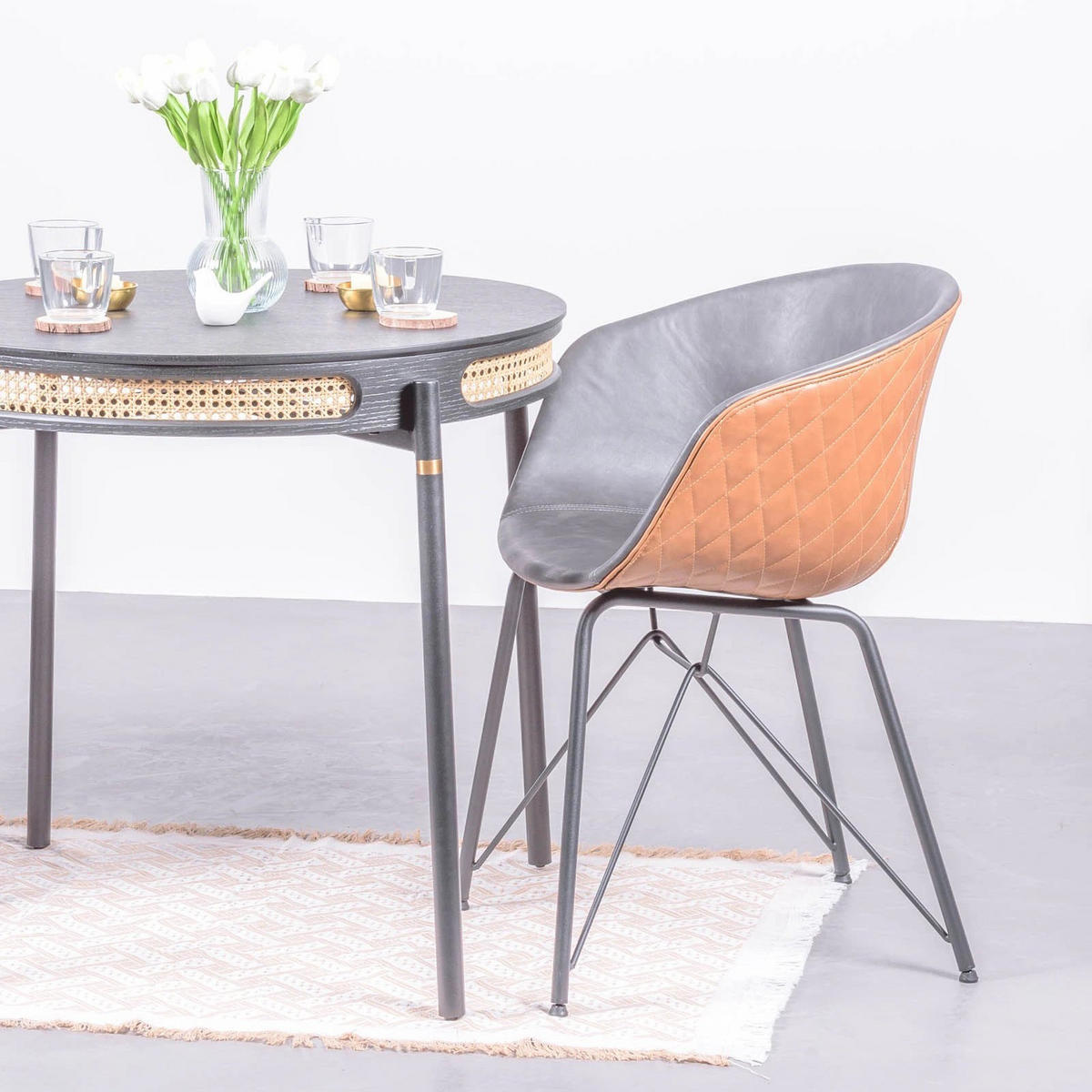 ESSTISCH Rund Schwarz 81/81/76 cm - Schwarz, Naturmaterialien (81/81/76cm) - Nest Dream