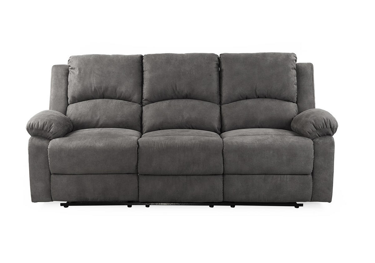 3-SITZER-RELAXSOFA Federkern, Liegefunktion verstellbar durch halbautomatische Relaxfunktion B204/T87/H97 cm, Mikrofaser Vintage Anthrazit/ 15131 - Anthrazit/Schwarz, Textil (204/97/87cm) - luma-home