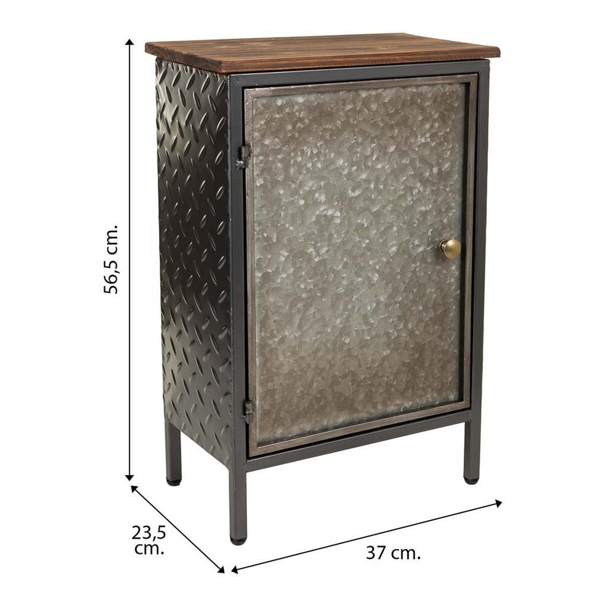 NACHTTISCH aus Metall und Holz, braun, 37x24x57cm - Grau, Metall (37/56.5/23.5cm) - Wanderlust