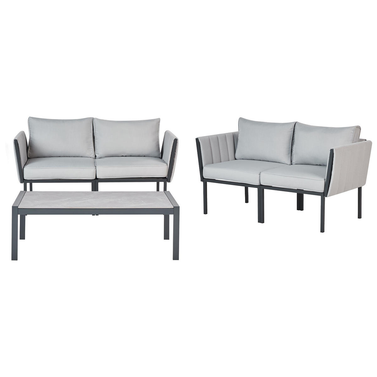 GARTENLOUNGE 5-Sitzer Grau Skala - Grau, Metall - Beliani
