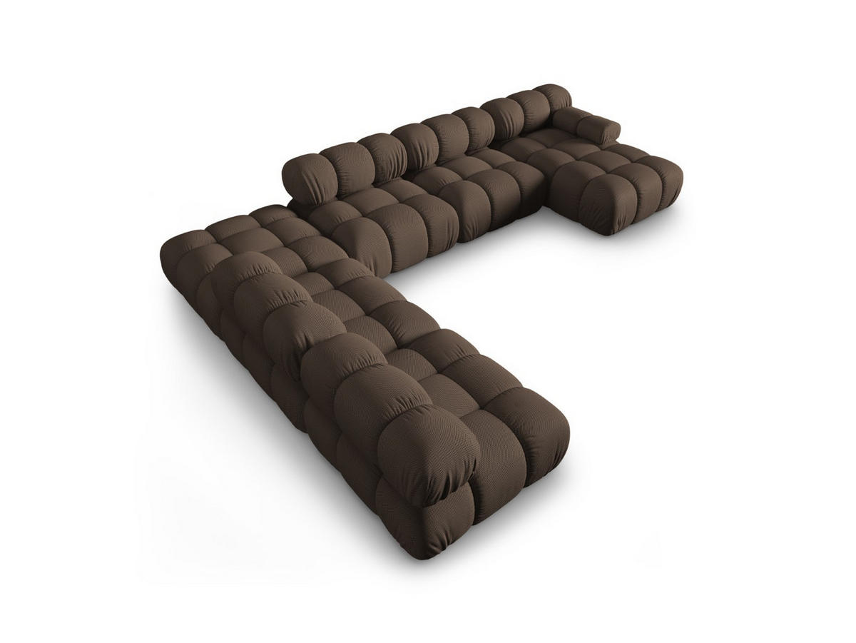 PANORAMASOFA modular links Bellis aus 3D-Stoff braun 7 Sitzplätze - Braun, Textil (282/70/376cm) - Micadoni