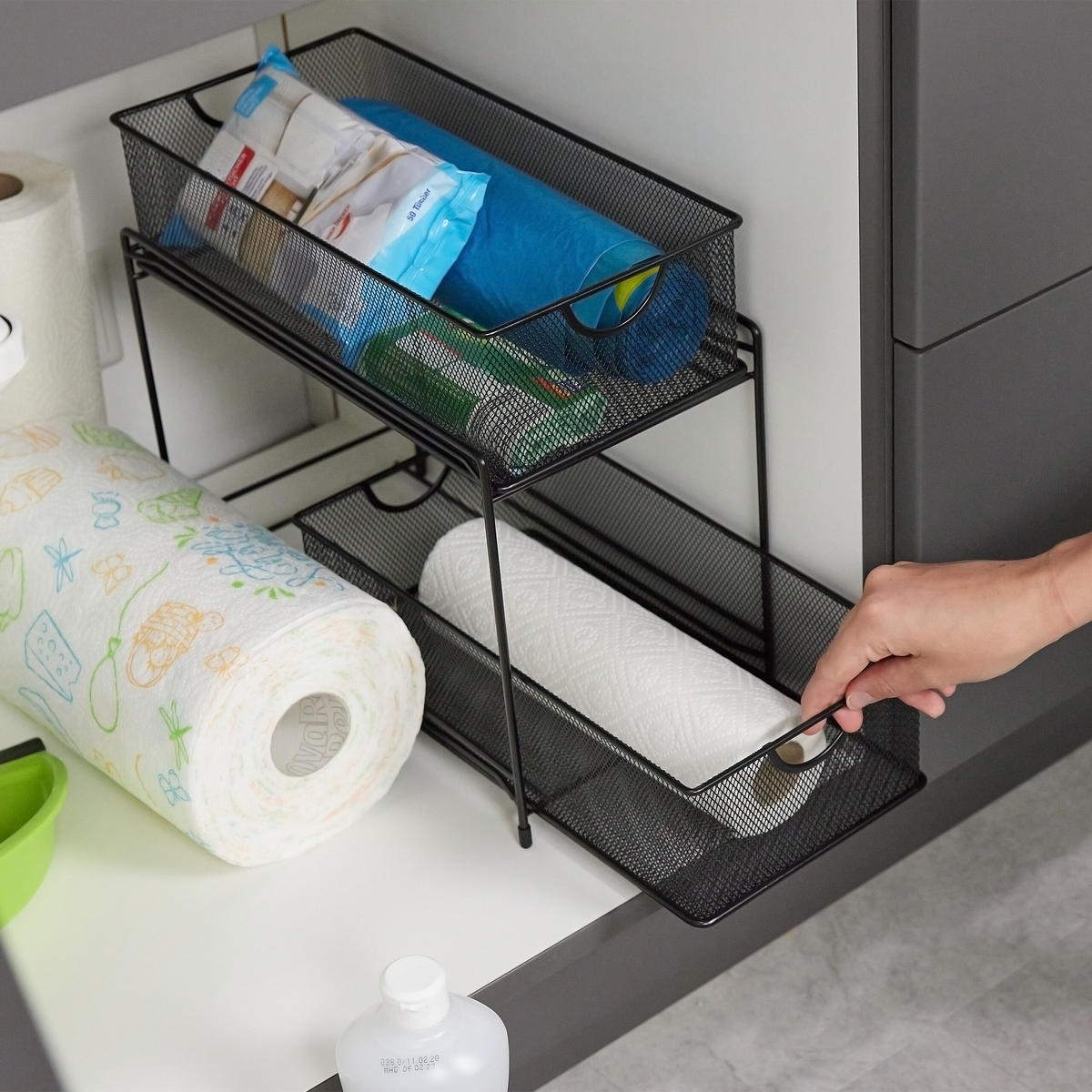 KÜCHENORGANIZER - Silberfarben, Kunststoff/Metall (19/32/35.5cm) - Relaxdays