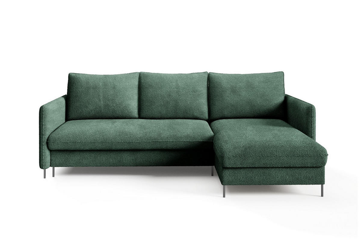 ECKSOFA Belis Boucle in Grün, Schlafsofa - Grün, Holzwerkstoff/Textil (216/165cm) - Bettso