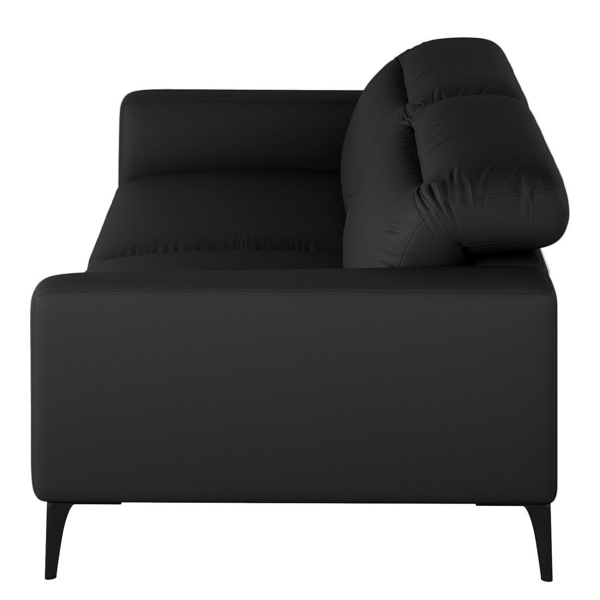 3-SITZER SOFA - Schwarz, Leder/Metall (233/73/107cm) - home24