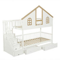 ETAGENBETT 90/200 cm Hausbett mit Stauraumtreppe, DE-41749, in Weiß - Weiß, Holzwerkstoff (90/200cm) - ComfortXL