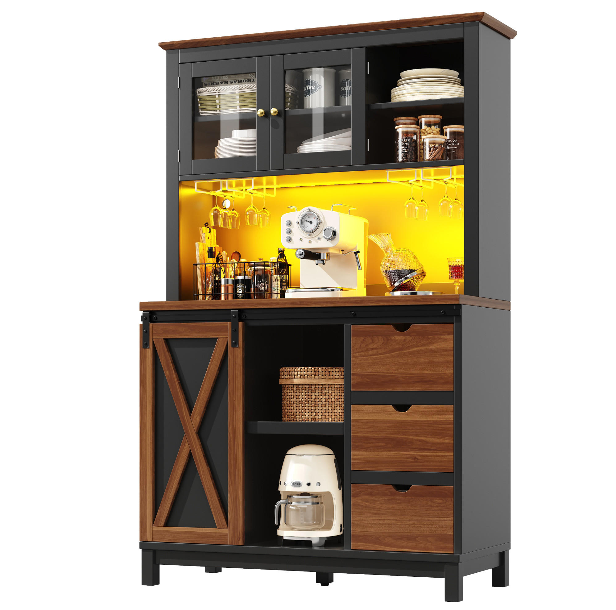 Meubliv Hochschrank Schwarz 40x180x104 cm