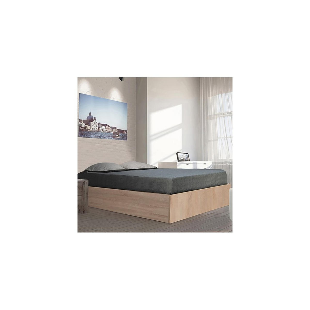 BETTKASTEN BILBAO mit Lattenrost/ Bett 140x200 - Eiche Hell Dekor - Sonoma Eiche, Holzwerkstoff (140/200cm) - Weber Industries