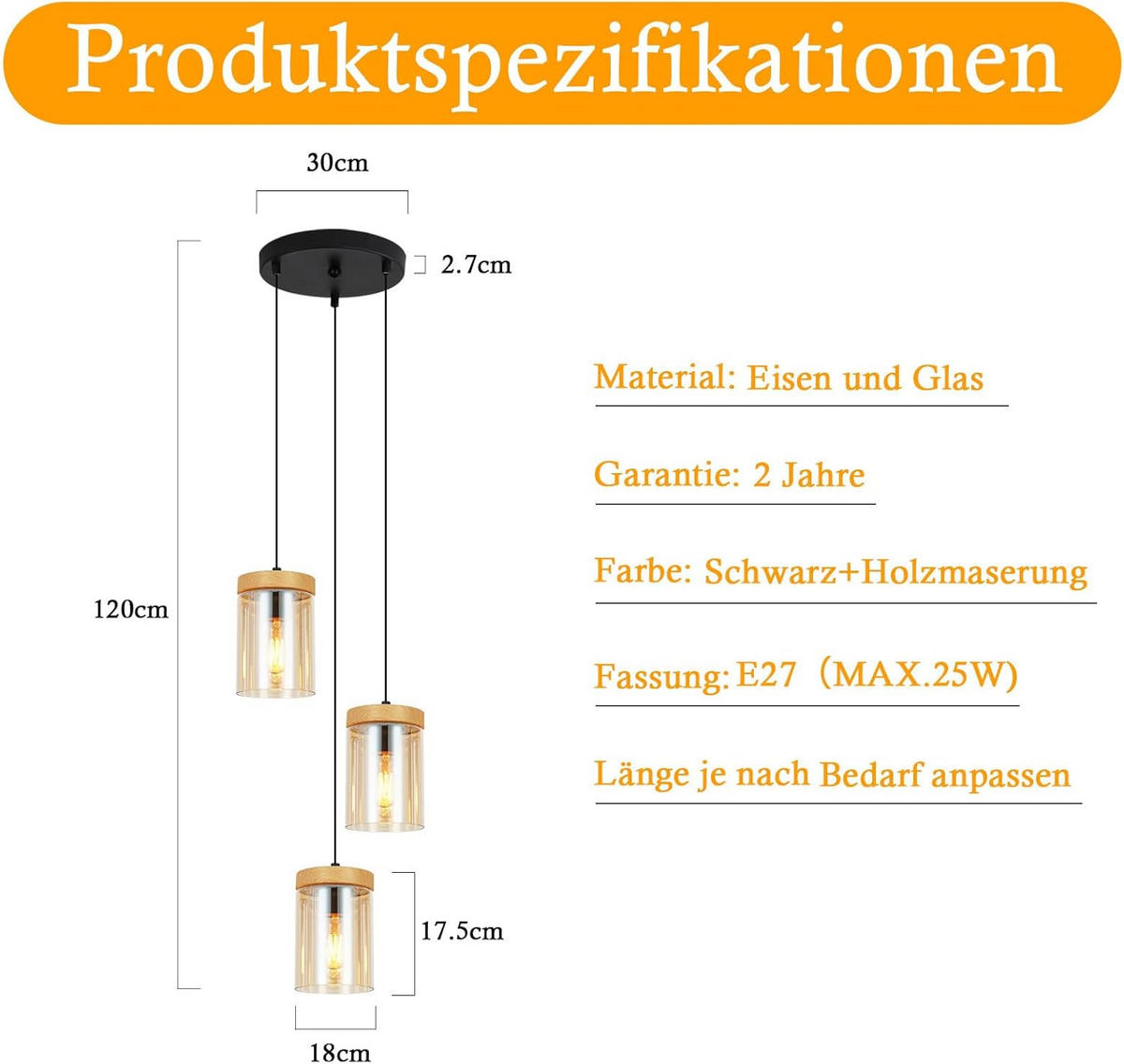 KRONLEUCHTER Hellethold 30.0/30.0/143.0 cm - Schwarz, Metall (143/30/30cm) - ZMH