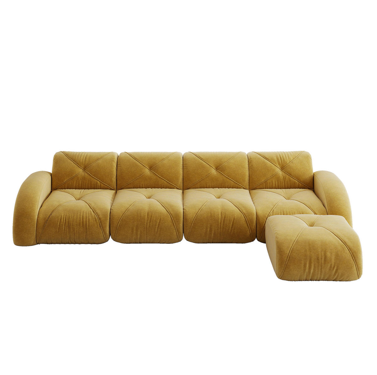 ECKSOFA 358/171/76 cm modular gelb aus Chenille mit flexiblem Aufbau - Gelb, Textil (171/358cm) - OKWISH