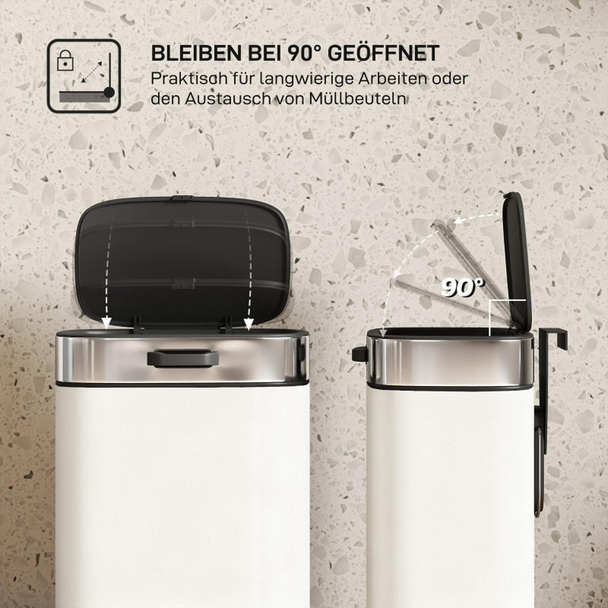 ABFALLEIMER - Creme, Metall (19.5/30/21.5cm)