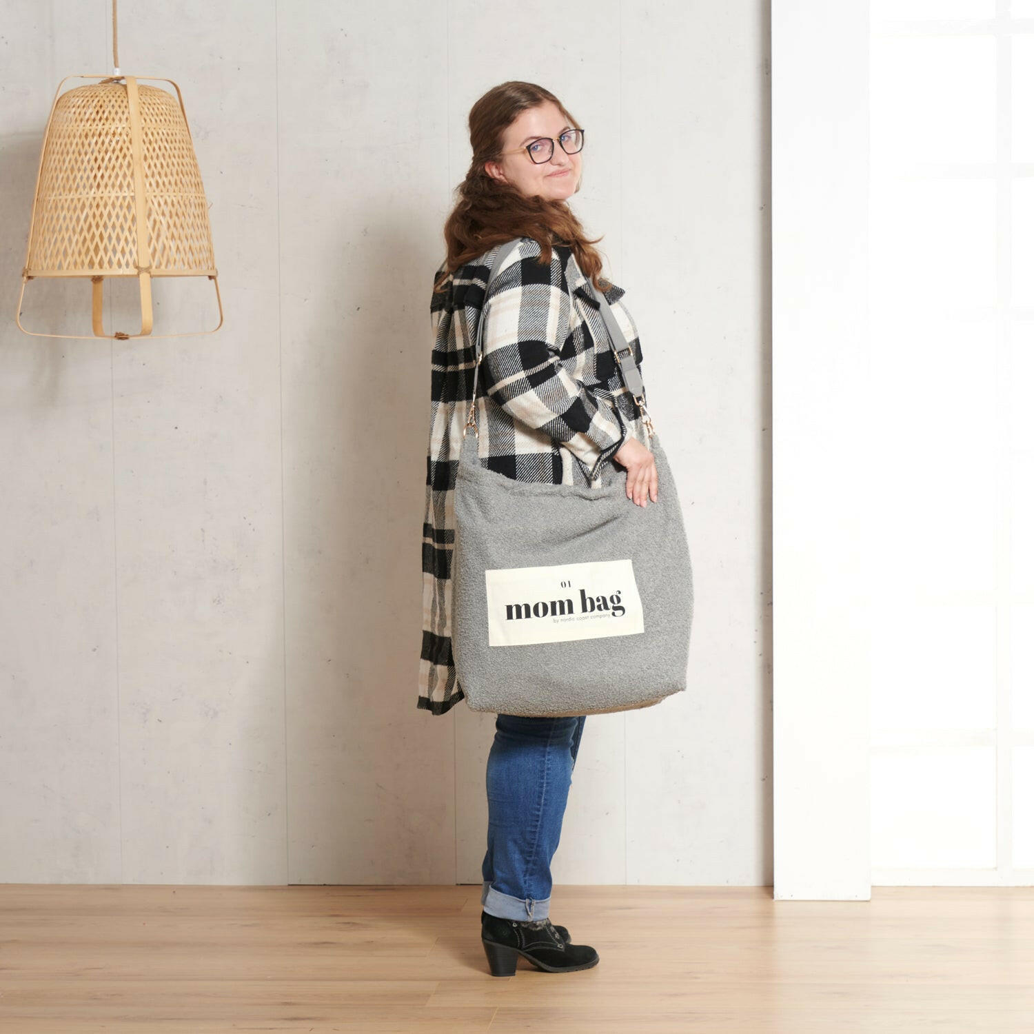 MOM Bag Teddy Bouclé Grau - Grau, Textil (60/10/45cm) - nordic coast company