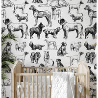 TAPETE Hunde aus echtem Papier, 200x280cm, 8 Bögen - Weiß, Papier (200/280cm) - WALLPAPERS4BEGINNERS