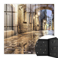 SCHLÜSSELBOX Schwarz 30x30 cm- Türöffnung nach rechts - Nachtstraße - Grau, Metall (30/30/5cm) - TULUP