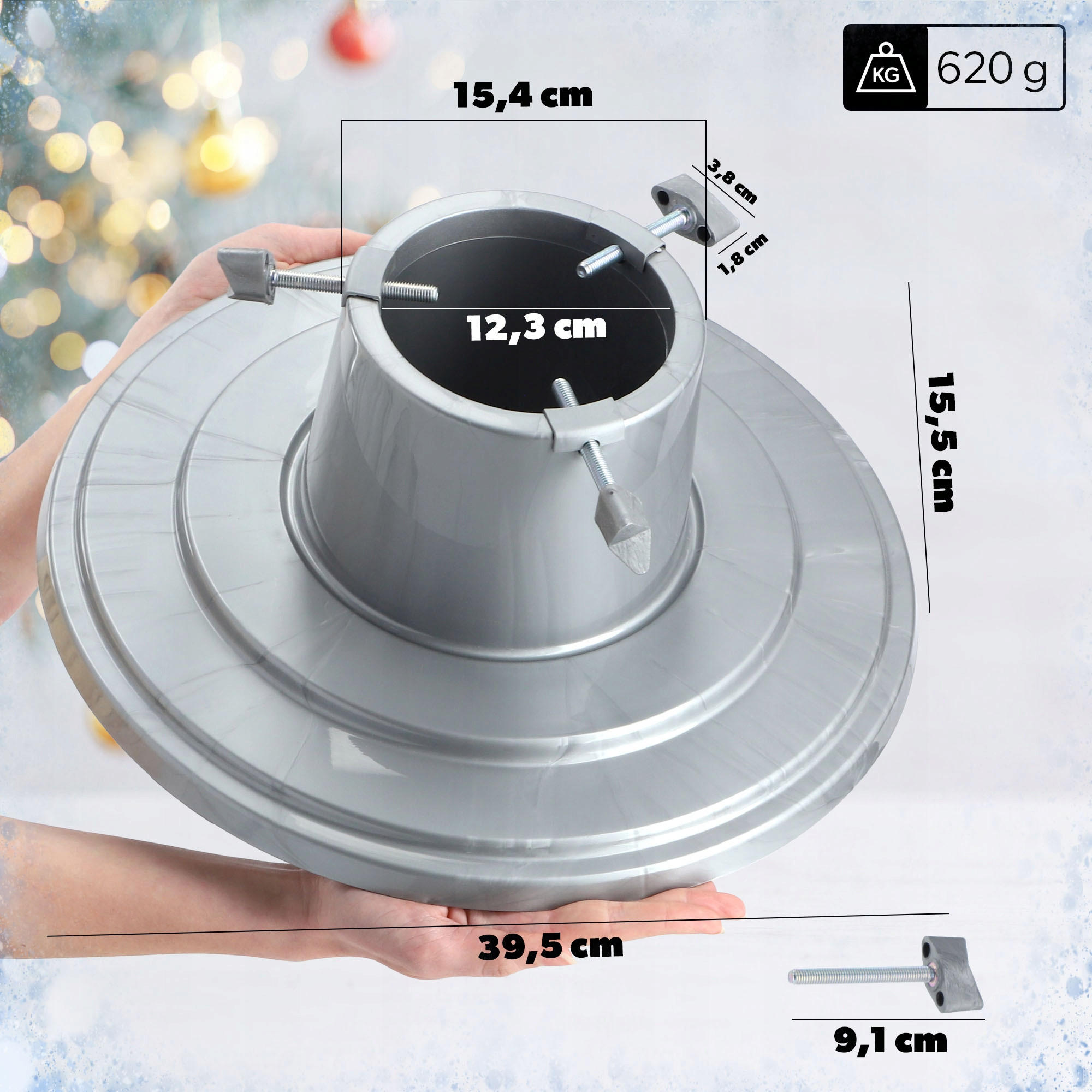 KADAX Christbaumständer Christbaumständer 2m Silber - Silberfarben, Kunststoff (15.5cm) - KADAX