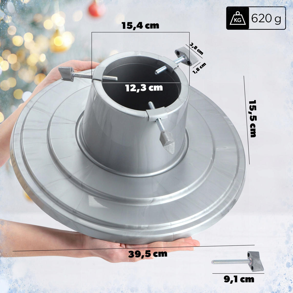 KADAX Christbaumständer Christbaumständer 2m Silber - Silberfarben, Kunststoff (15.5cm) - KADAX
